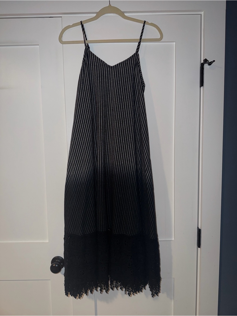Plenty by Tracy Reese Black & Gray Striped/ombre Maxi Dress with Lace Hem